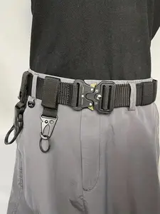 Men's Outdoor Belt with Clips, Ratchet Nylon Belts, Durable Nylon Belt with Plastic Buckle, Multifunctional Belt for Men Training Sports Outdoor Activities Daily Life