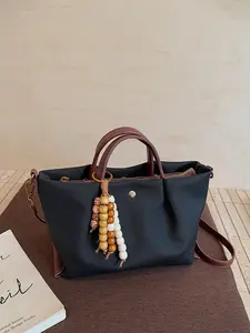 Women's Handbag Shoulder Bag with Ribbon Pendant Zipper Closure, Fashionable & Versatile Design, Casual Simple Style for Daily Use, Everyday Bag, Handbag Shoulder Purse