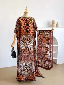 Women's Printed Maxi Dress and Scarf Set, Bohemian Casual Shawl Dress, Perfect for Beach Vacations, All Year Round Wear, Soft