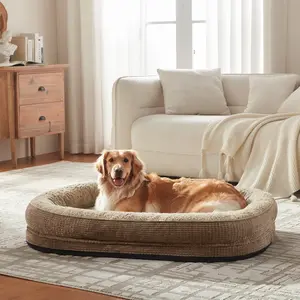 Orthopedic Dog Bed for Large Breeds, XL Egg-Crate Memory Foam Pet Couch with Bolstered Sides, Waterproof Lining, Removable Washable Cover and Non-Slip Bottom