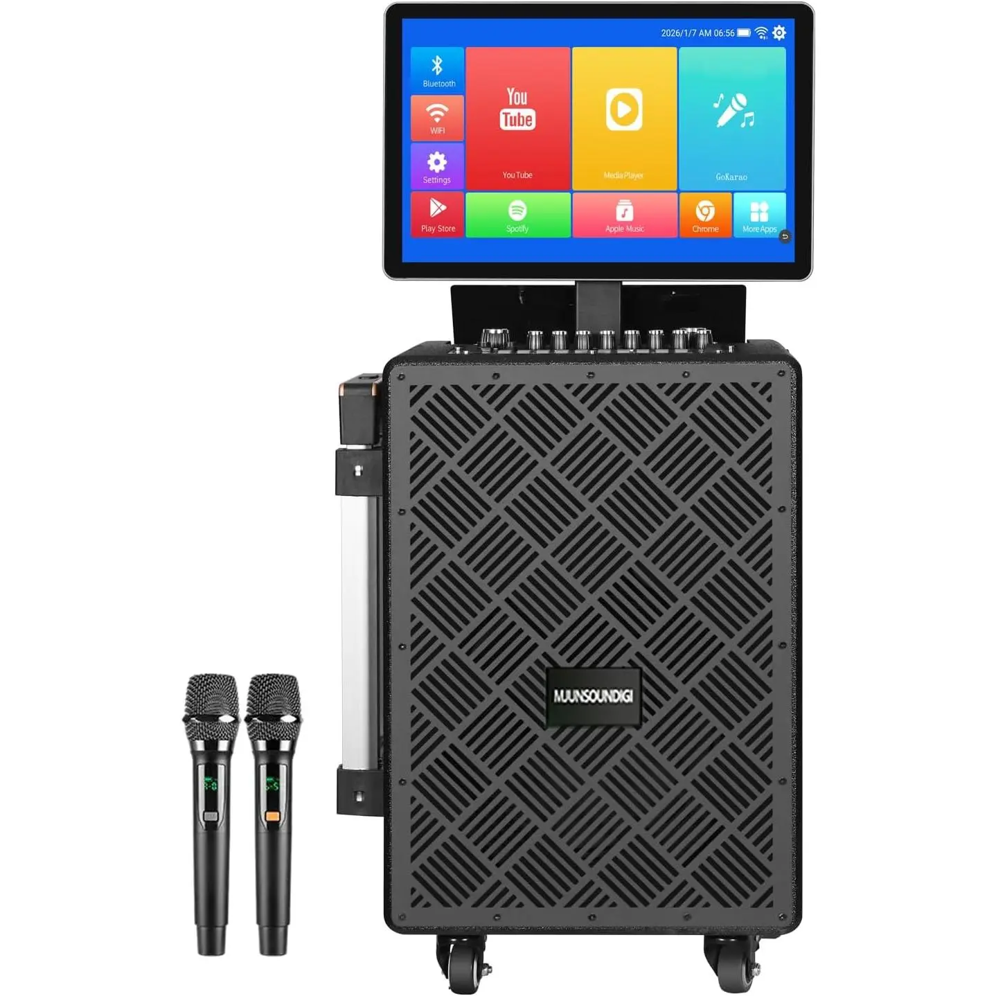 Smart Karaoke Machine with 15.4 Inch Touch Screen & Lyrics Display, 1000W Peak Power Powerful Speaker, Super Deep Bass Sound for Home Party, Outdoor – Great for Adults, Kids, Singers & Music Lovers