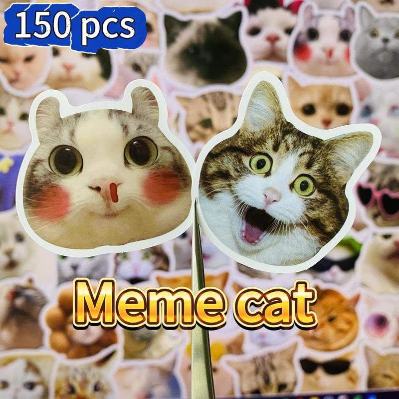 150 Cat Stickers,Funny Cat Meme, Kawaii for Adults,Waterproof Vinyl Stickers for Laptop Phone Guitar Water Bottles Luggage Aesthetic Birthday Durable Leather