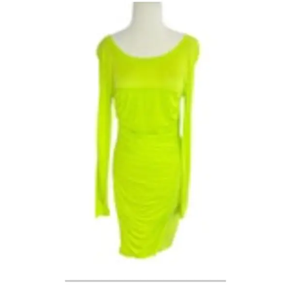 NWT Diane Von Furstenberg Lerosa Bright Kiwi Rouched Bodycon Dress Size 10