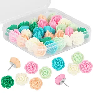 Push Pins for Cork Board -  30pcs Decorative Push Pins with Case, Cute Thumb Tacks and Pushpins for Bulletin Board,  Flower Pushpins Cute Office Supplies For Work