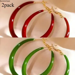 2 Pairs Elegant Simple Hoop Earrings Set, 925 Silver Ear Post, Large Round Smooth Hoops, Minimalist Versatile Jewelry for Women, Perfect for Daily Casual, Banquet & All Season Wear