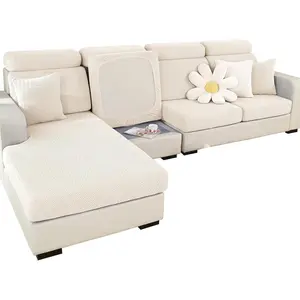 2025 New Wear-Resistant Sofa Cover, Stretch Couch Cushion Slipcovers, Anti-Slip L Shape Sofa Covers, Chaise Sofa Slipcover (Weave White,Large Single Seat Cover)