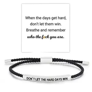 Unisex Stainless Steel Motivational Quote Bracelet - "Don’t Let the Hard Days Win" Adjustable Bangle, Daily Reminder Gift with Bracelets for Women