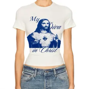 My Diva in Christ Cute Womenswear Tops Y2K Cotton Round Neck Tee