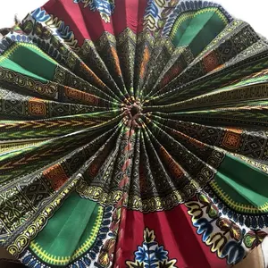 Handmade Decorative Fan with Colorful Patterns in Red and Green