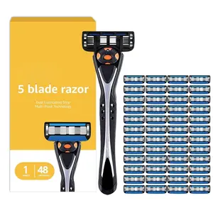 Men's Shaving Razor Set, Stainless Steel Blades Replacement, Sharp Grooming Tool, Single Handle Design, Skin-Friendly Men's Care Accessories, Shaver Razors