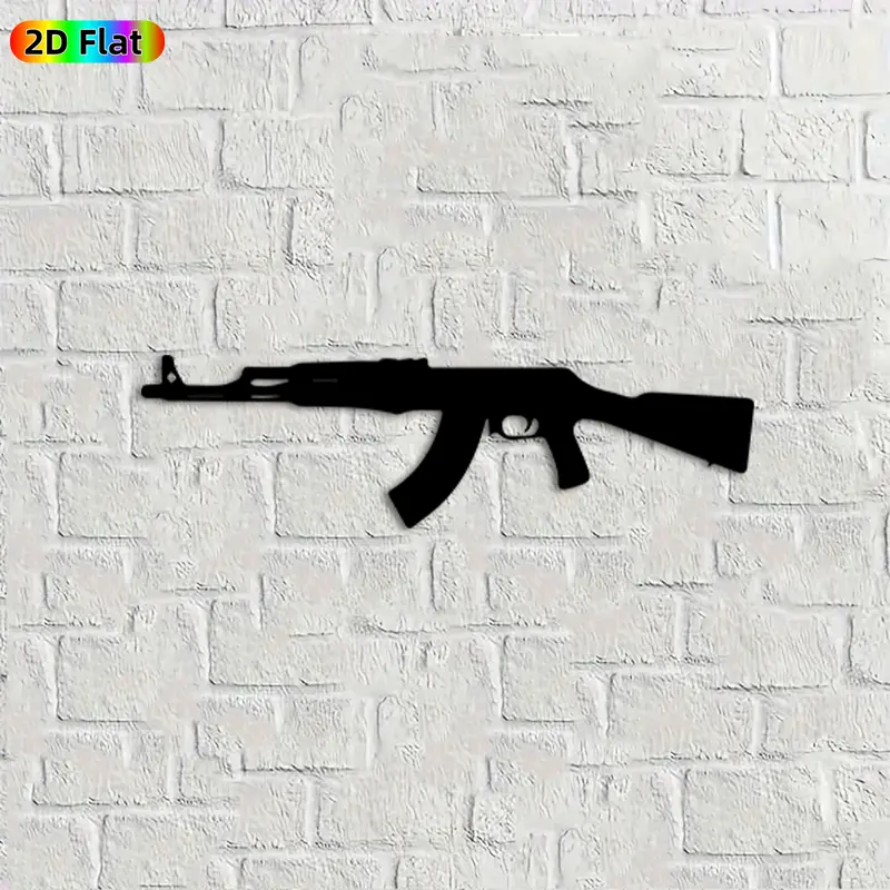 1pc Rifle Metal Wall Art,Rifle Statue Mural, Ideal Gift for New Year, Christmas, Military Decor Enthusiasts, Rust-Resistant Metal Wall Decor Wall Sculptures, Perfect for Garage Wall & Backyard Fence Wall, Bold Statement-Making Wall Decor