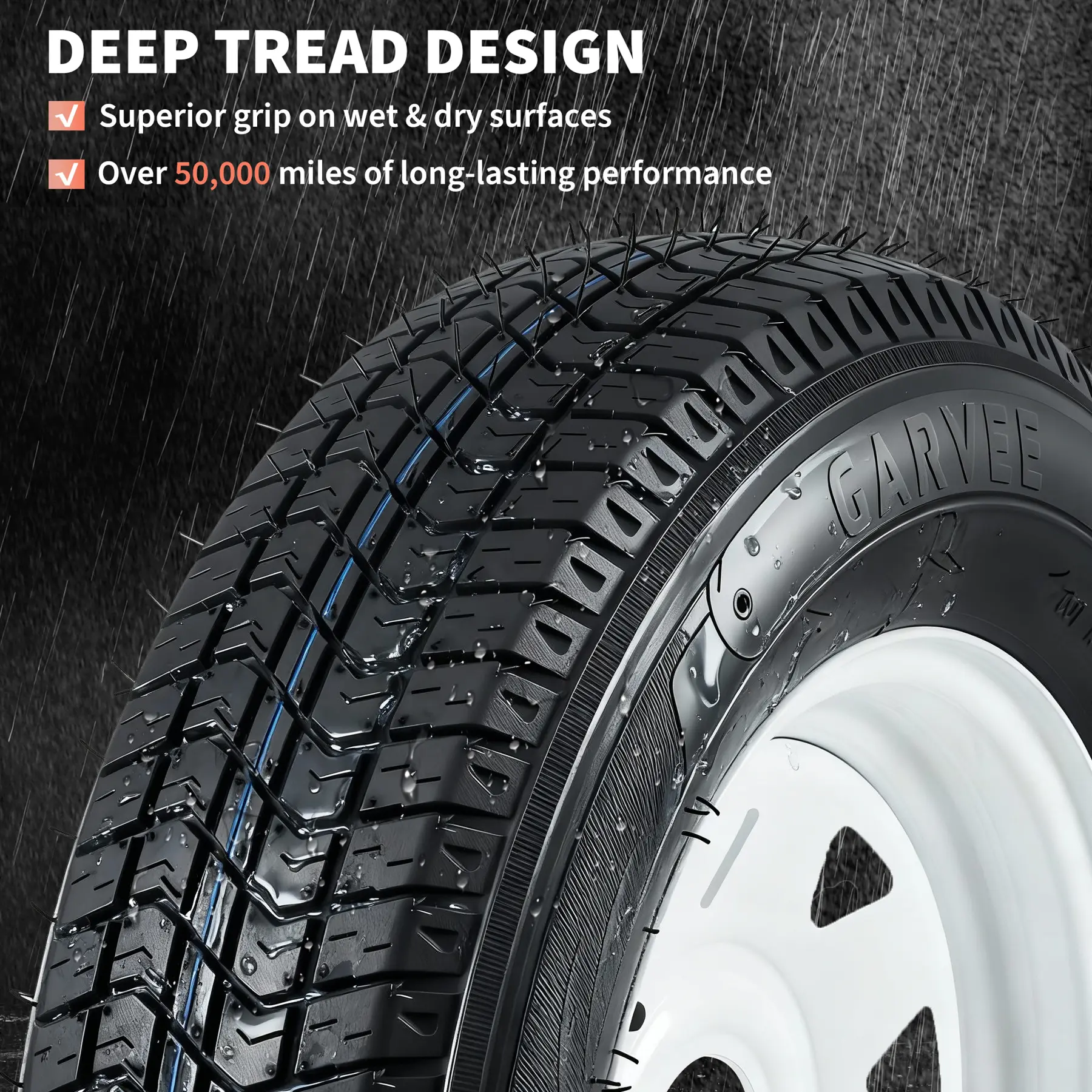 Trailer Tire & Wheel Combo 2-Pack, 4.80-8/5.30-12 Sizes, 6PR Bias Load Range C, 4/5 Lug White Spoke Rims, 8"/12" Assemblies for Utility, Camper Trailers