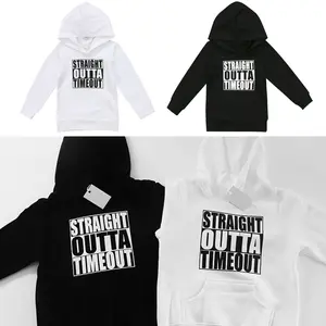 Toddler Baby Boy Girl Hoodie Sweatshirts Kids Straight Outta Timeout Long Sleeve Letter Print Pocket Pullover Jacket Tops Active Clothes