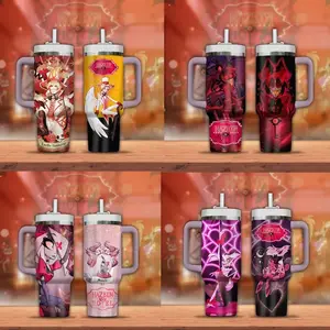 40oz/30 oz/ 20oz Hazbil holtel Lucifer, Vaggie, Alastor & Angel Dust Stainless Steel Travel Mug