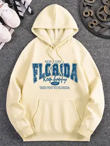 etro Data Stream Men's Hooded Sweatshirt featuring a unique graphic blend of NEW YORK and FLORIDA typography with scattered numeric codes for a distinctive vintage tech inspired aesthetic perfect for street style.