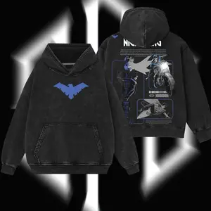 Superstyle Tales of the Teen Titans #44 - Dick Grayson Nightwing (Robin Hood #1) Hero Verse Comic Double Printed Oversize Lightweight Acid Washed Tee Hoodie TV Series Graphic Design Unisex Top Cotton Streetwear T-Shirt Hoodie Sweater Clothes Menswear FBS