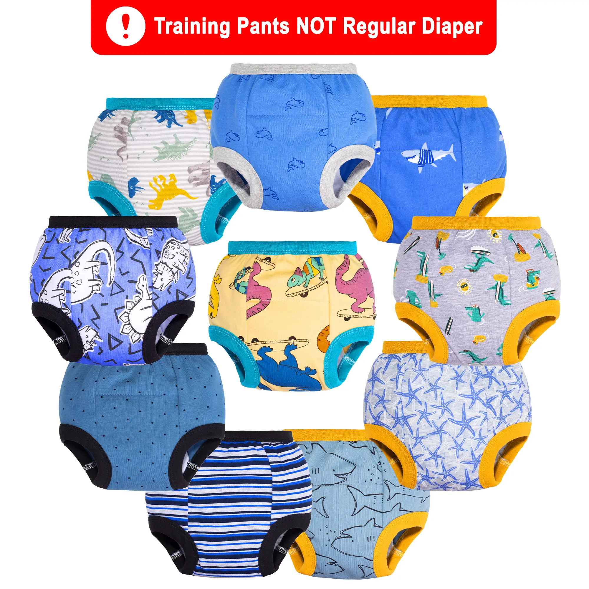 10-Pack Cotton Potty Training Pants for Boys and Girls – Soft and Comfortable Training Underwear