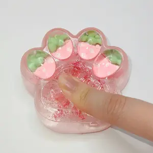 Cat Paw Design Squishy Toy, 1 Count Transparent Fruit-themed Cat Paw Squeeze Toy, Cute Sensory Toy for Adults & Teens