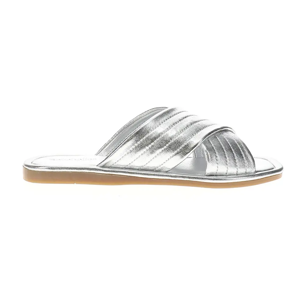 Seychelles Womens Courage Metallic Slide Casual Sandals Casual - Silver