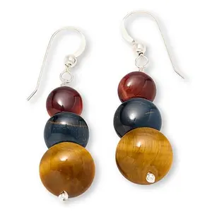 Mine Finds by Jay King Tiger's Eye and Hawk's Eye Disc Bead Drop Earrings