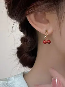 Small Cherry Earrings, Simple Studs, S925 Silver Needle, Perfect for Daily Commute & Parties, Ideal Gift for Mother's Day & Birthdays