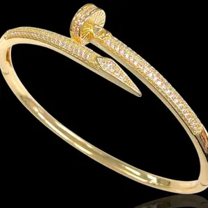 Sparkling Round Nail Bangle with Glitter Design Unique Eye-Catching Statement Jewelry for Sparkly Outfits