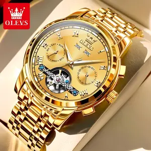 OLEVS Watches for Men Mechanical Watch Gold Stainless Steel Waterproof Luminous Luxury Men's Watch  With Bracelet 6607 Reloj mecánico para hombre