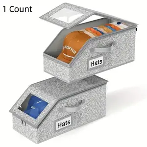 Baseball Cap Storage Box with Transparent Window, Holds Up to 12 Hats, Home Hat Organizer Rack, Durable and Space-Saving Design