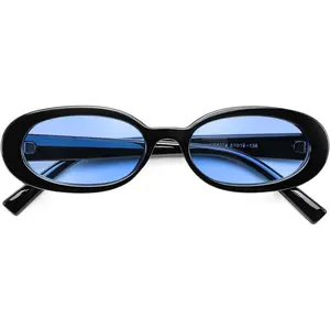FEISEDY Retro Oval Sunglasses for Women 90s Narrow Round Lightweight Shades Y2k Trendy Sunnies B1171