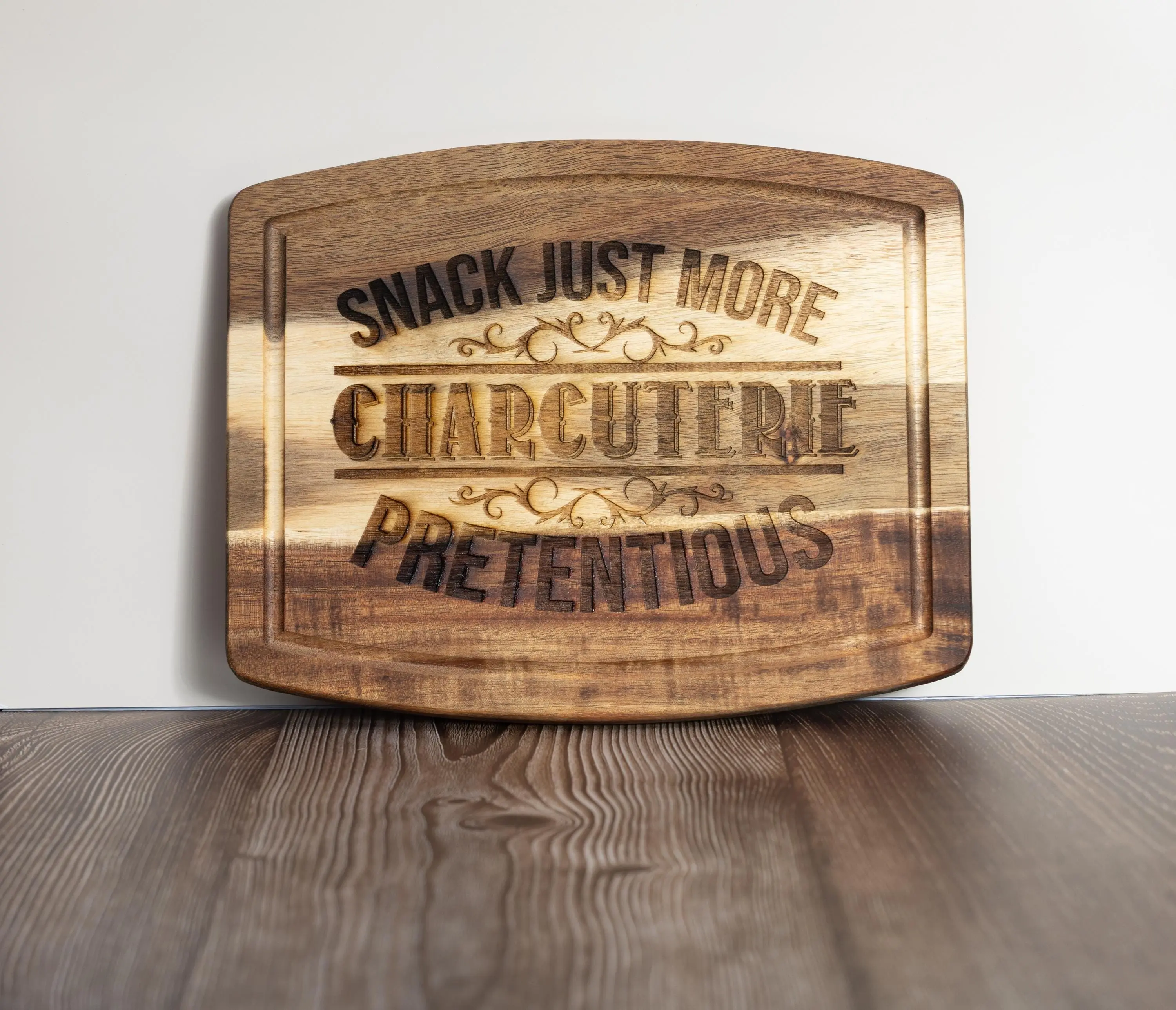 Charcuterie Board: Humorous Acacia Wood Snack Tray (10x12 Inches)