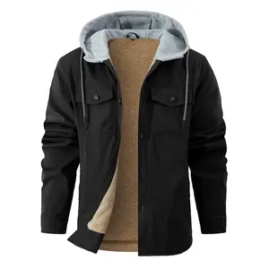 Men's Classic Plain Long-Sleeve Soft Fleece Jackets - Hooded, Warm, Pocket-Equipped Casual Tops for Workwear, Versatile Longsleeves Shirt Alternative