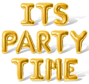 Letter Balloons - ITS PARTY TIME 16" Inch Alphabet Letters Foil Mylar Balloon Birthday Party Banner