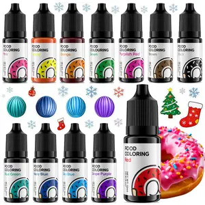 Food Coloring Set 12 Color Food Grade Tasteless Liquid Dye for Baking Cake Decor Easter Egg Icing Fondant DIY Cooking Kit for Christmas Birthday Festival 0.41 Fl oz/bottle