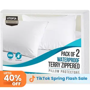 Utopia Bedding Set of 2 & 4 Waterproof Pillow Protectors with Zipper, Terry Pillow Covers, Bed Bug and Dust Mite Proof Pillow Cases