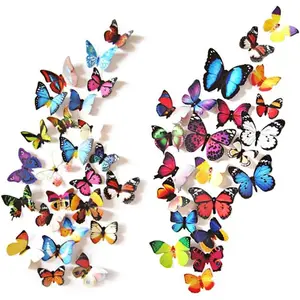 80 count Butterfly Wall Decor - Plastic Butterflies  Foldable Removable   Mural Wall Stickers for  Room Bedroom Party Wedding Christmas Decorations