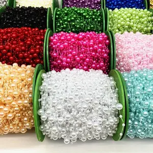 30 Meters 8+3mm Christmas Decoration Fishing Rod Artificial Pearls Bead Chain Garland Flowers Wedding Decoration Ornaments