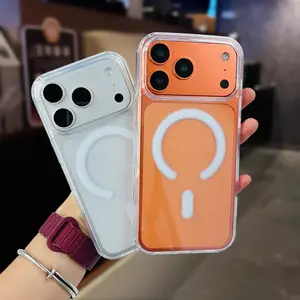 Magnetic Wireless Charging Transparent Protective Phone Case Compatible with Iphone 17 17 Pro 17 Pro Max 17Air 11 12 13 14 15 16 Pro Max X XS XSMAX 7 8Plus SE2 SE3  16E SE4 Luxurious Ultra-Thin Drop-Resistant Acrylic Cover Casing