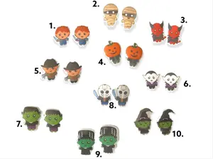 Starry Moonbeams Handmade Halloween Horror Movie Stud Earrings | Kawaii Stainless Steel Backs | Fall Pumpkin 90s Nostalgic Earrings | Spooky Season USA 2024