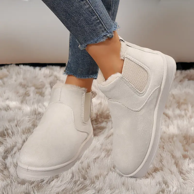 Women's Faux Leather Suede Winter Platform Fashionable Snow Boots with Soft Lining - Antiskid for Slipper House Indoor Outdoor Shoes Must-Have Footwear Springfresh