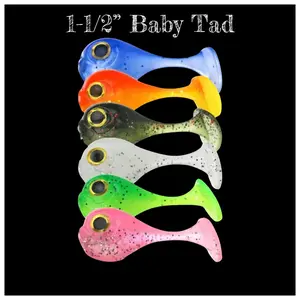 1-1/2” Baby Tad Swim Bait Series 10PK - Realistic 3D Eyes for Freshwater and Saltwater Fishing