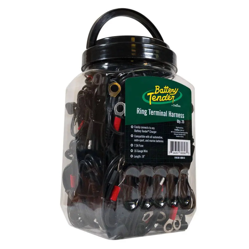 Battery Tender® Ring Terminal Harness, 25 Accessory Cables with Quick Connect, 18-Inch Length for 12V, 8V, or 6V Batteries