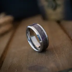 The Royalty, Tungsten & Amethyst ring, Mens wedding band, Womens wedding band.