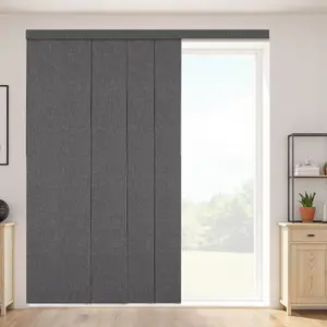 fathersdaygift VEVOR Panel Track Blinds, Extendable Track from 45.8 in to 86 in W, Trimmable Panel Curtains Up to 96 in H, Vertical Blackout Panel Blinds for Sliding Doors, Patio Doors, Room Divider, Dark Gray
