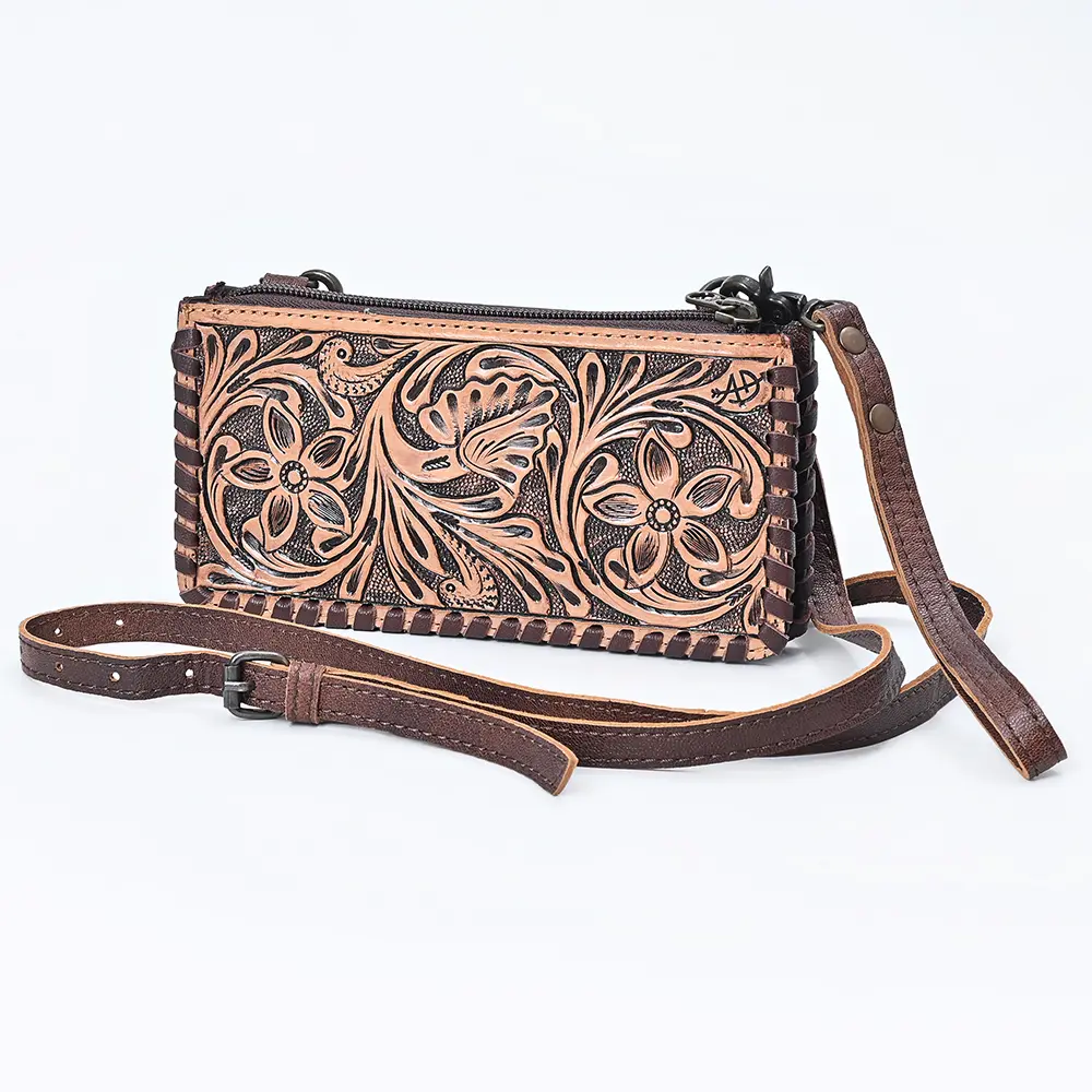 American Darling Wallet Bag Braided Hair-On Cowhide Leather Crossbody Purse Well-compartmentalized with YKK Zipper