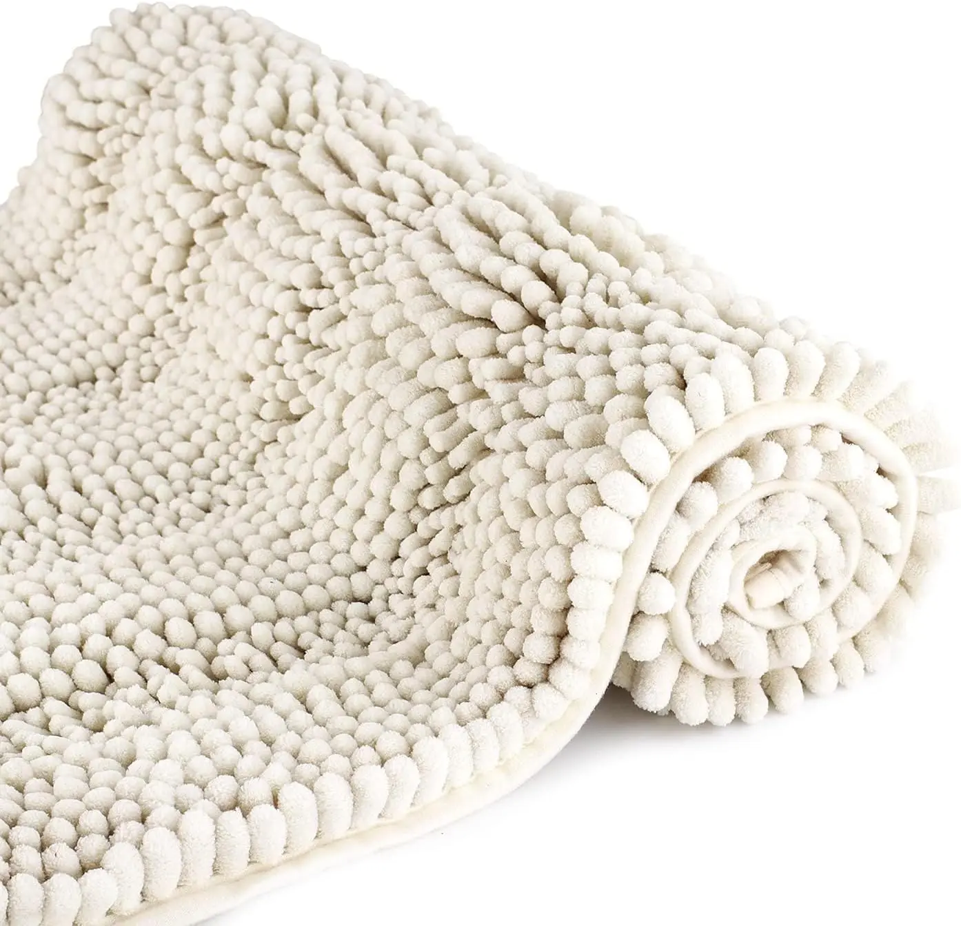 Bath Mats for Bathroom White,Thick Soft Chenille Floor Mats,16x24 Inches Non Slip Shower Mats Ultra Water Absorbent Doormat.-Ivory White
