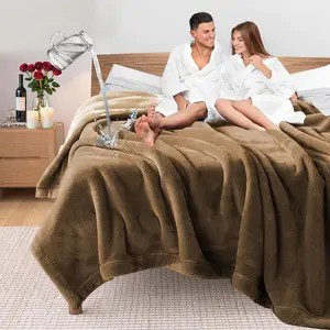 Blanket for Couples, 80"x60"  Size Tan Water Proof and Stain Proof Blanket for Bed, Washable, Reversible &  (Brown/Tan)