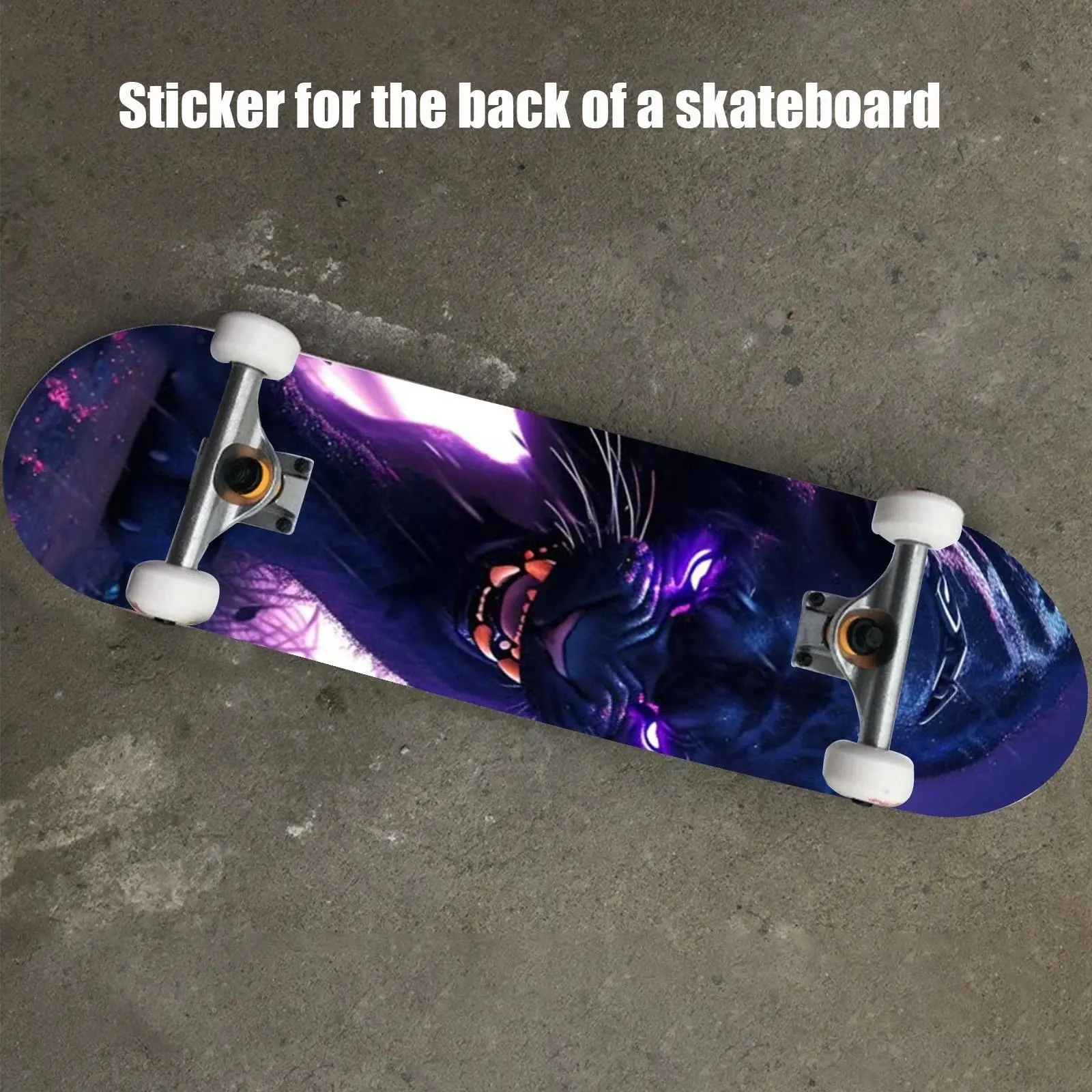1 piece of street punk trend personality "Fantasy Style Purple Eyed Panther" cartoon printed skateboard back sticker