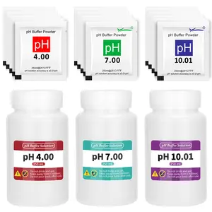 15 Pack pH Calibration Buffer Powder Calibration Solution for Precise Meter Calibration, 4.00pH/7.00pH/10.01pH with Three 250ml Bottles - Professional pH Tester Calibration Kit