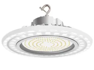 200W UFO LED High Bay Light 5000K Daylight, White Housing — 120-277V AC Commercial Warehouse Ceiling Fixture, High Lumen Energy-Efficient Lighting