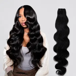 Body Wave Bundles Human Hair 18 20 22 Inch, 100% Real Raw Human Hair Bundles, Natural Black Virgin Hair Extensions, Soft Thick Weft, Reusable, Minimal Shedding & Tangle